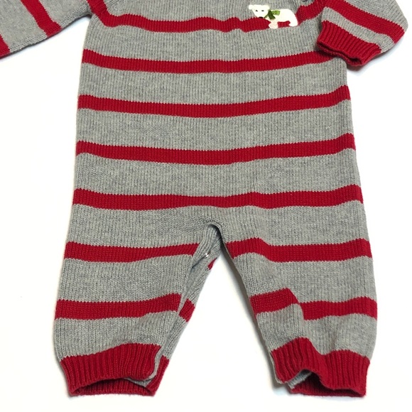 Red & Gray Striped Bodysuit Size 0-3 Month - Picture 3 of 7